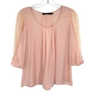 Doe & Rae Peach Lace Sleeve Blouse